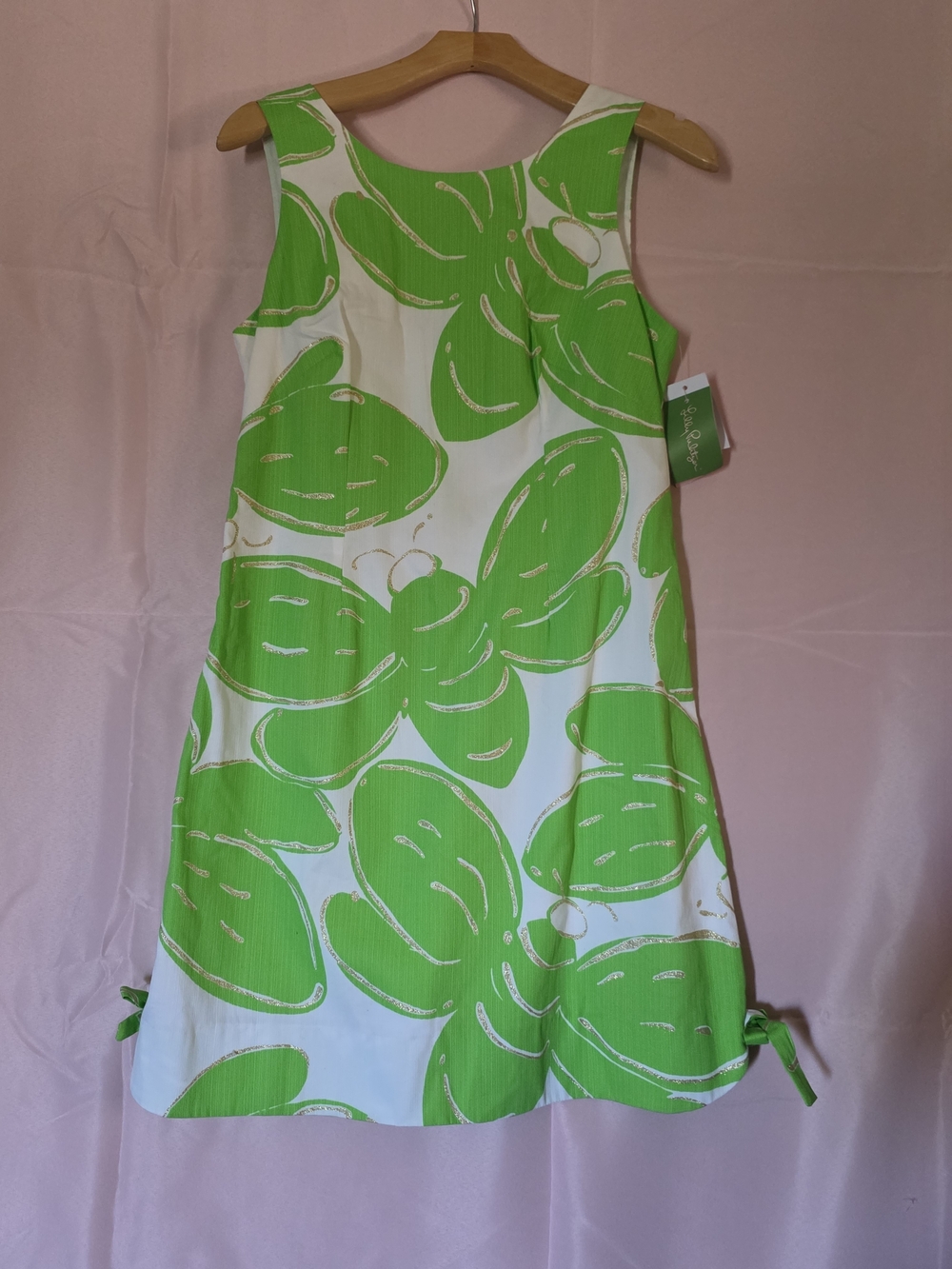 Green & White Tropical Print Sleeveless Dress